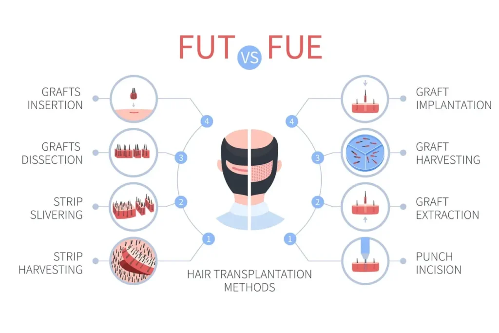 Haartransplantation Informationen FUT vs FUE - Hairforlife.at